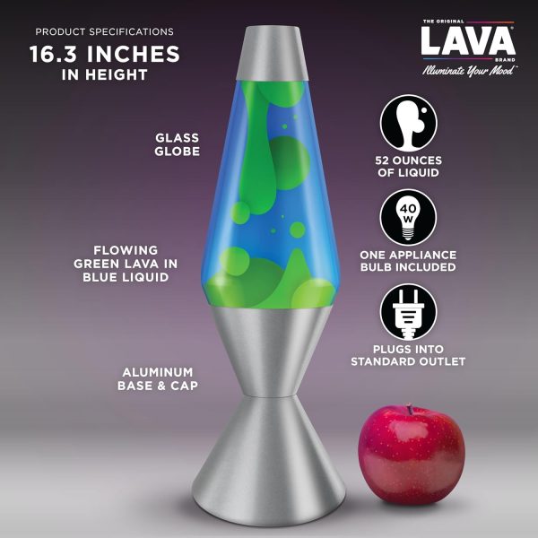 Lava The Original Lamp - 16.3 Emerald Tide ?C Classic Liquid Motion Lamp - Yellow Wax and Blue Liquid - Item #5139 (Amazon Exclusive)