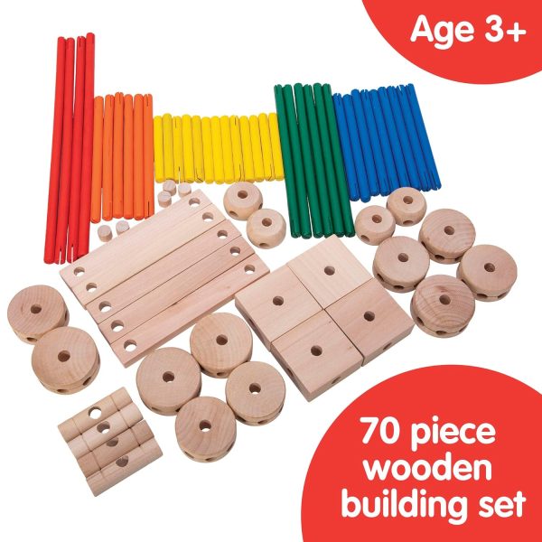Schylling MKT Super Makit Classic Wood Construction Toy. 3+ years. 70-Pieces (1 EA)